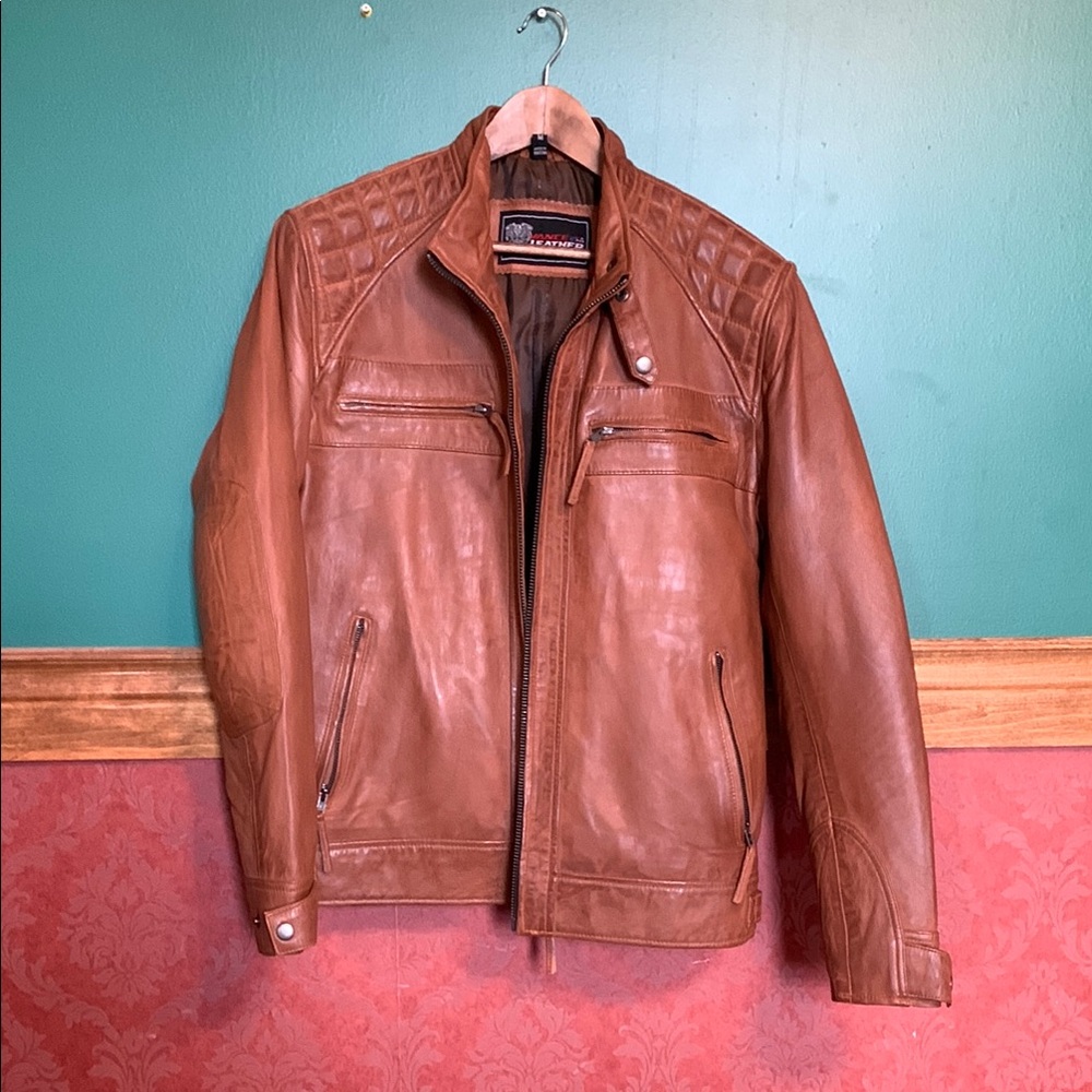 Vance Leather Men’s Cafe Racer Jacket - Waxed Lambskin